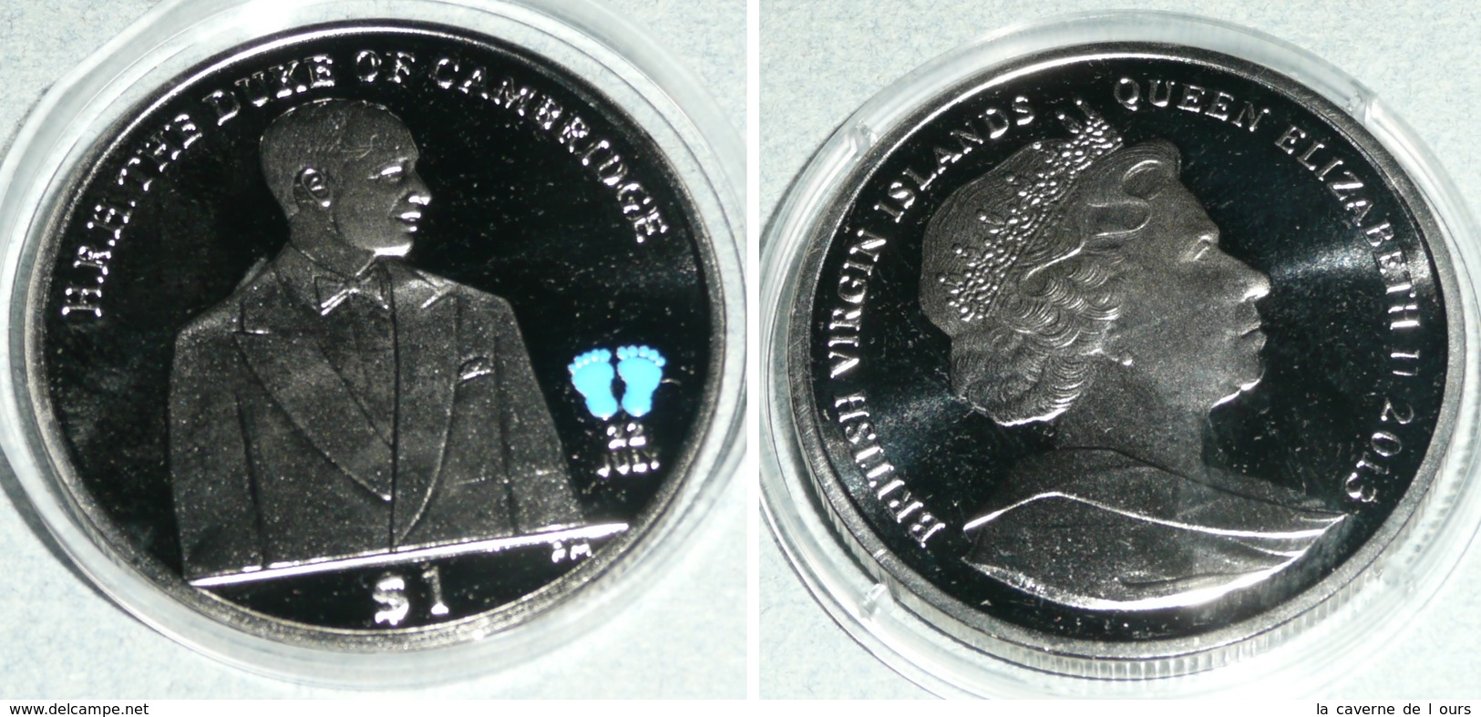 Monnaie/Médaille British Virgin Islands 2013 1 $, Queen Elizabeth II, Duke Of Cambridge Prince William BB Baby George - Jungferninseln, Britische