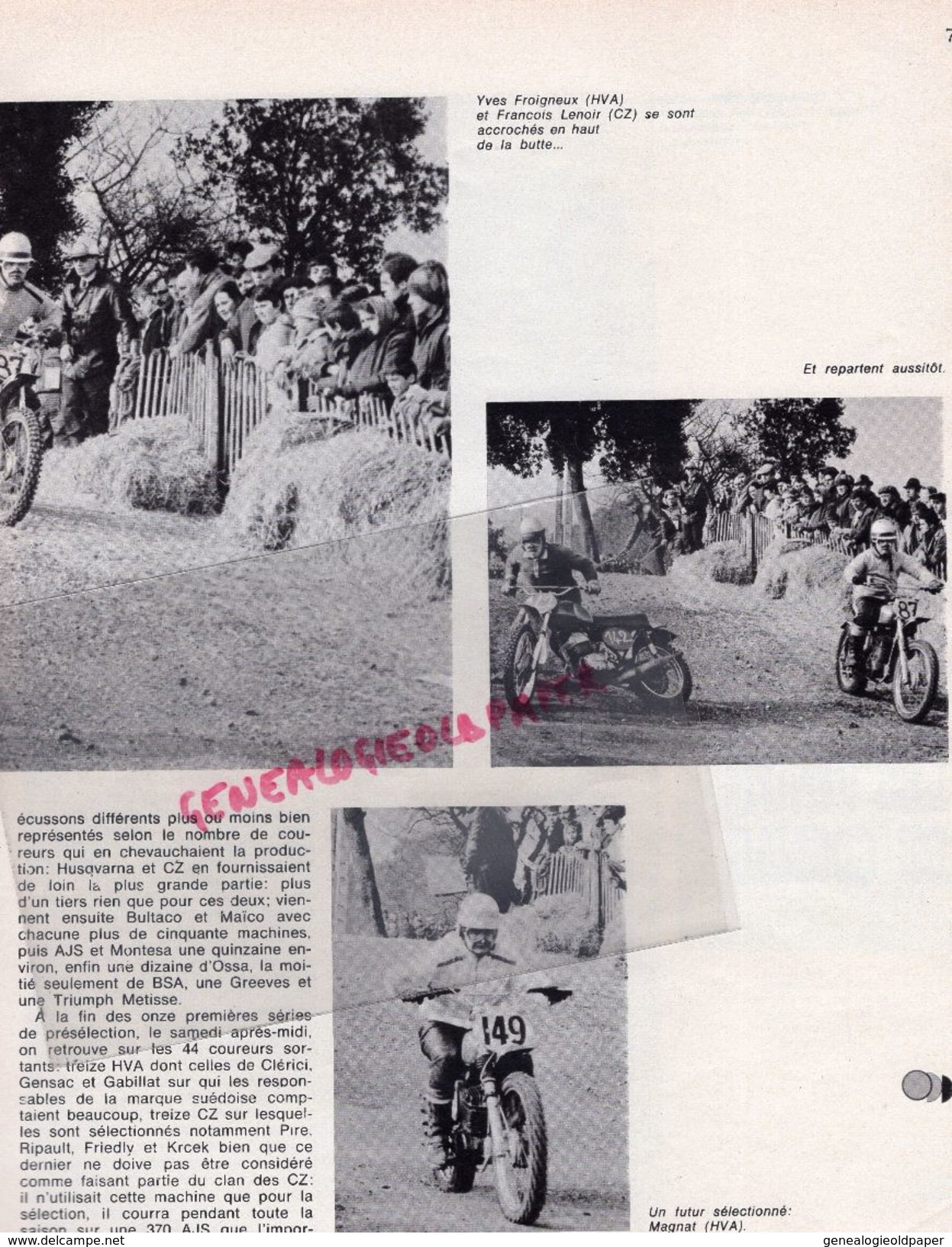 REVUE MOTO CYCLISME-BULTACO-METRALLA-NORTON 750-SUISSE PAYERNE  HUSQVARNA-SUZUKI JOEL ROBERT-COGNAC-DINAN-ANGEL NIETO