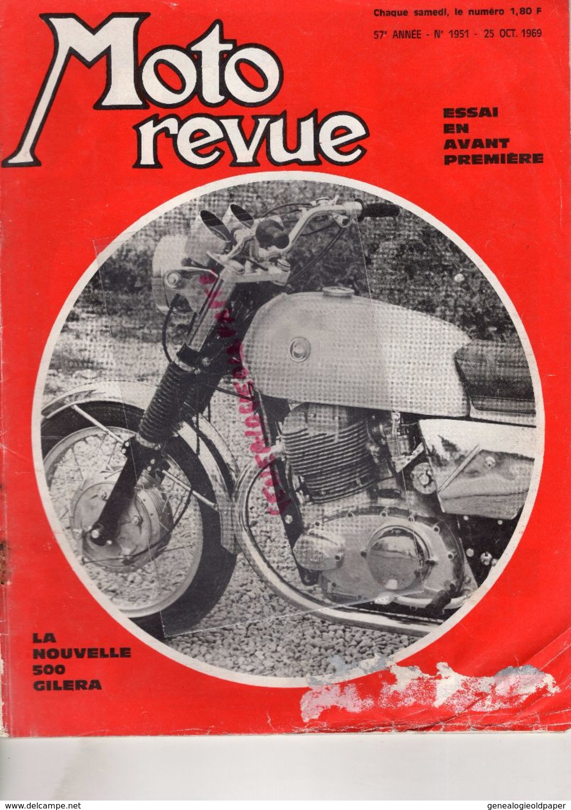 MOTO REVUE N° 1951- OCT. 1969- 500 GILERA- BMW-NORTON VILLIERS-CROSS-TRIAL- SAINT CUCUFA-SALON HONDA LA BELLE JARDINIERE - Moto