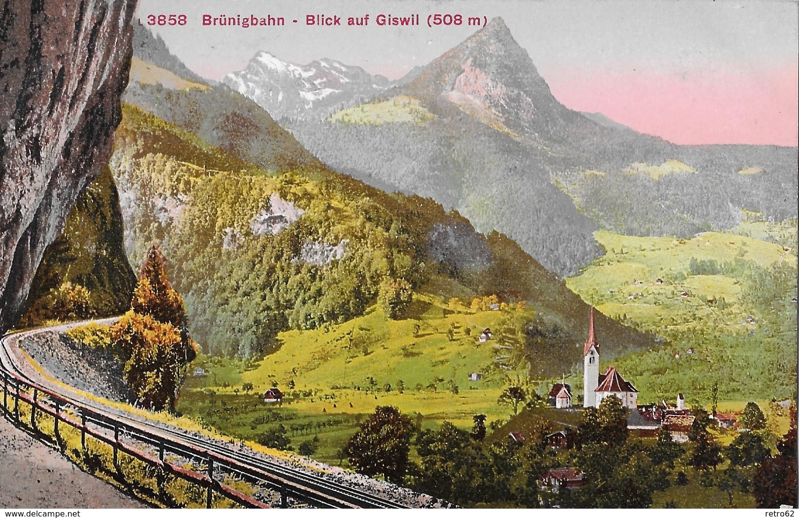 GISWIL &rarr; Brünigbahn Mit Kirche Von Giswil, Ca.1910 - Giswil