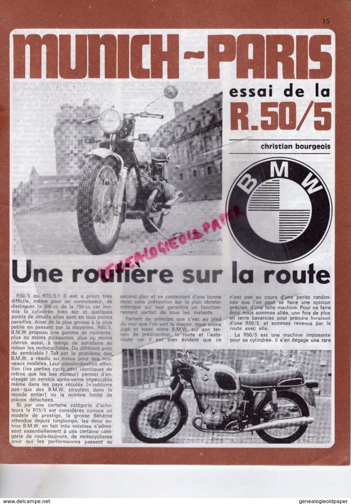 MOTO REVUE N° 1990- JUILLET 1970-BMW OSAKA-TOERSEN-AGO PASOLINI ALLEMAGNE EST-CHAMOIS 2770-DINAN-BELLEME CROSS-NORTON-