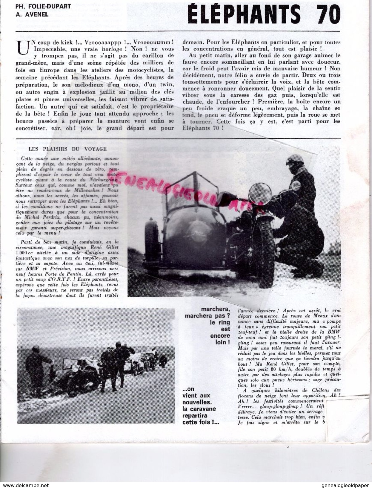 MOTO REVUE N° 1963-JANVIER 1970-ELEPHANTS NURBURGRING-DUCATI CH. BOURGEOIS-1000 VINCENT BLACK LIGHTNING-LOUBET CHANCENAY - Motorfietsen