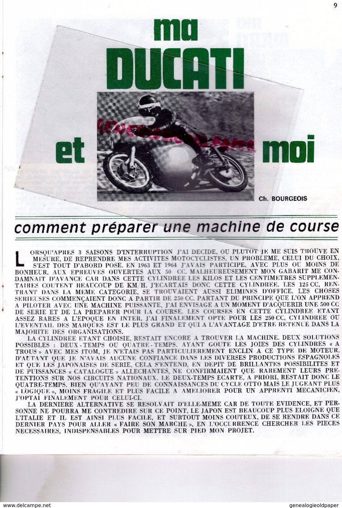 MOTO REVUE N° 1963-JANVIER 1970-ELEPHANTS NURBURGRING-DUCATI CH. BOURGEOIS-1000 VINCENT BLACK LIGHTNING-LOUBET CHANCENAY