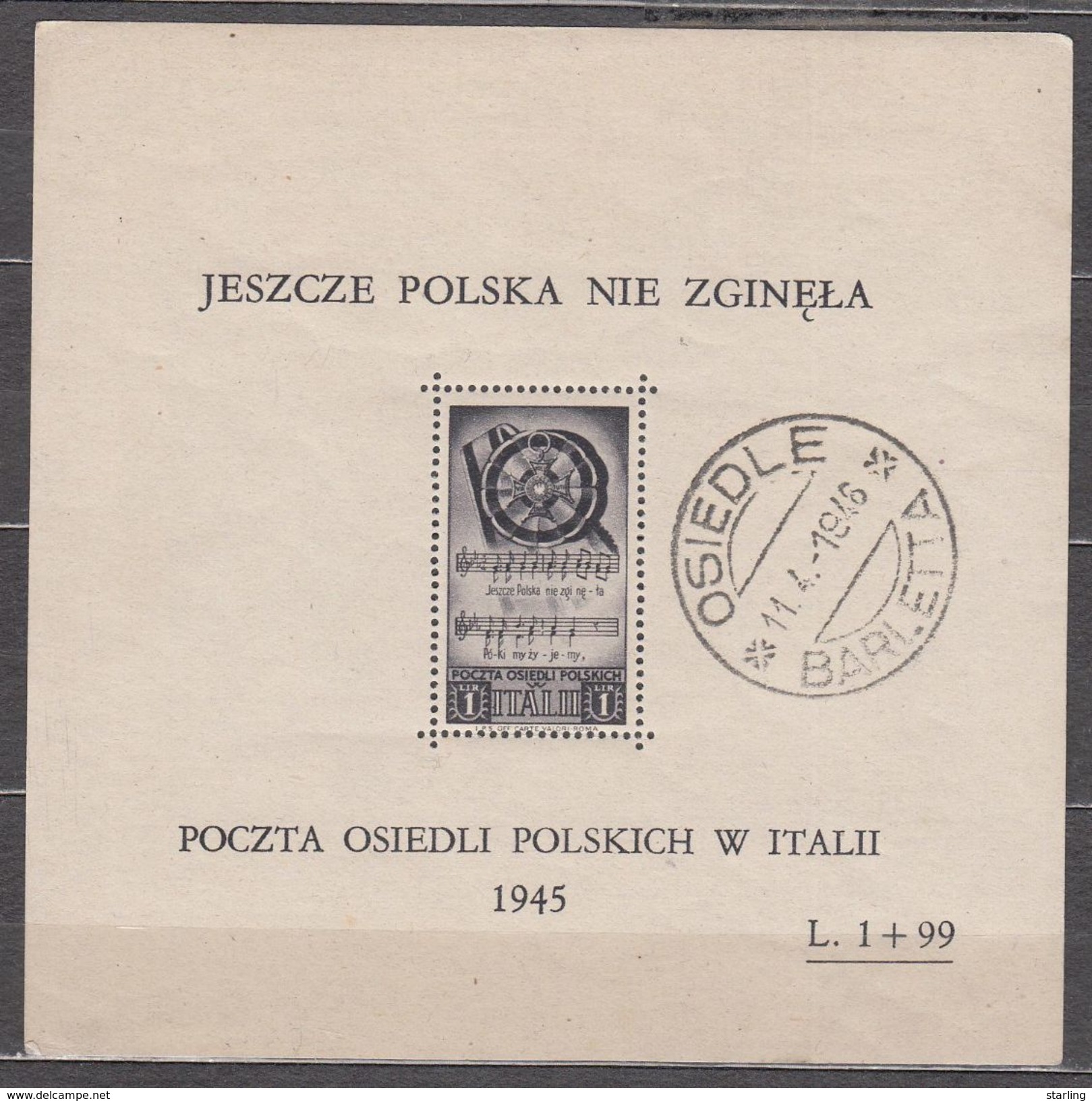 Poland 1945 Mi#        Polish Corps In Italy Special Cancellation 1946 99 - Liberation Labels