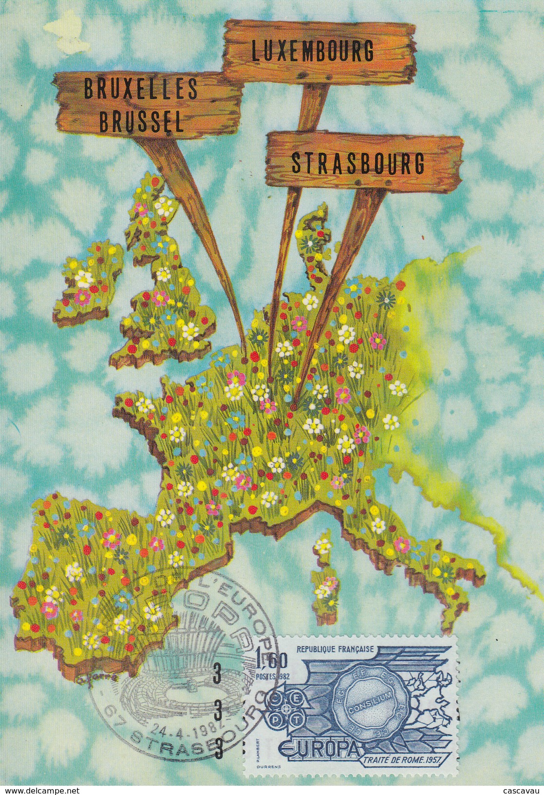 Carte Maximum  1er  Jour   Traité  De  ROME    EUROPA   STRASBOURG   1982 - 1980-1989