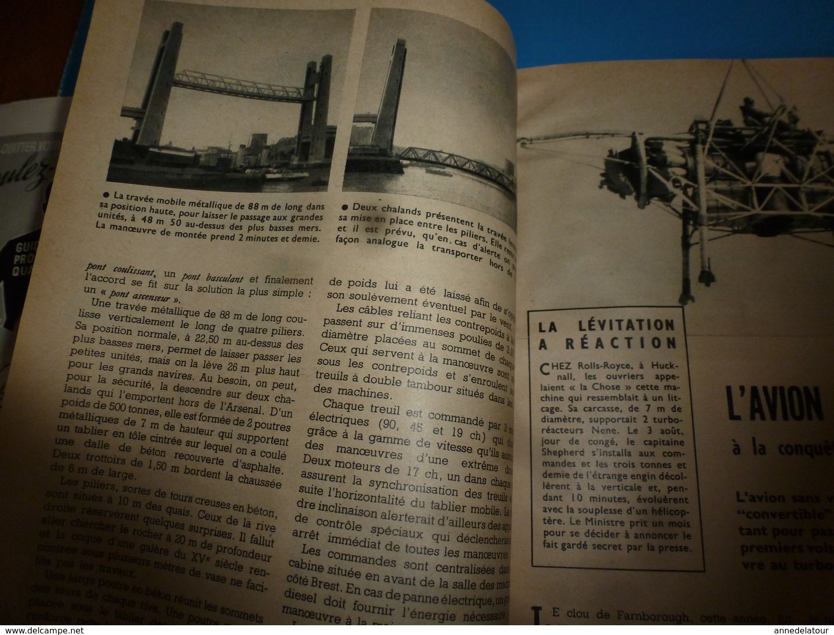1954 SCIENCE Et VIE  N° 446--> Le Grand-pont De BREST;Le YAOURT Est Vivant; Une Algue Ensanglante Les Lacs Suisses;etc - Science