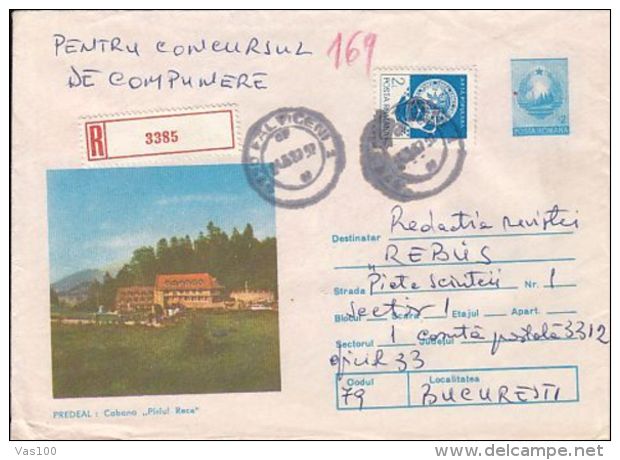 TOURISM, PARAUL RECE CHALET, REISTERED COVER STATIONERY, ENTIER POSTAL, 1987, ROMANIA - Other & Unclassified