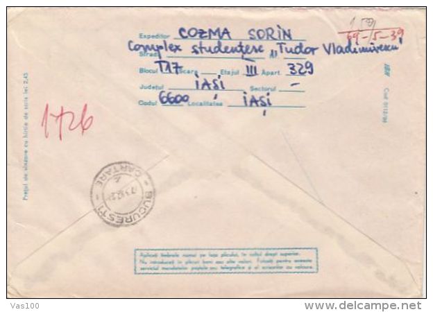 TOURISM, STEJARIS HOTEL, REGISTERED COVER STATIONERY, ENTIER POSTAL, 1987, ROMANIA - Hotel- & Gaststättengewerbe