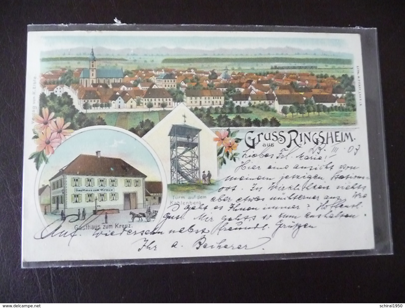 Gruss Aus Ringsheim Litho Mit Gasthaus 1903 - Freiburg I. Br.