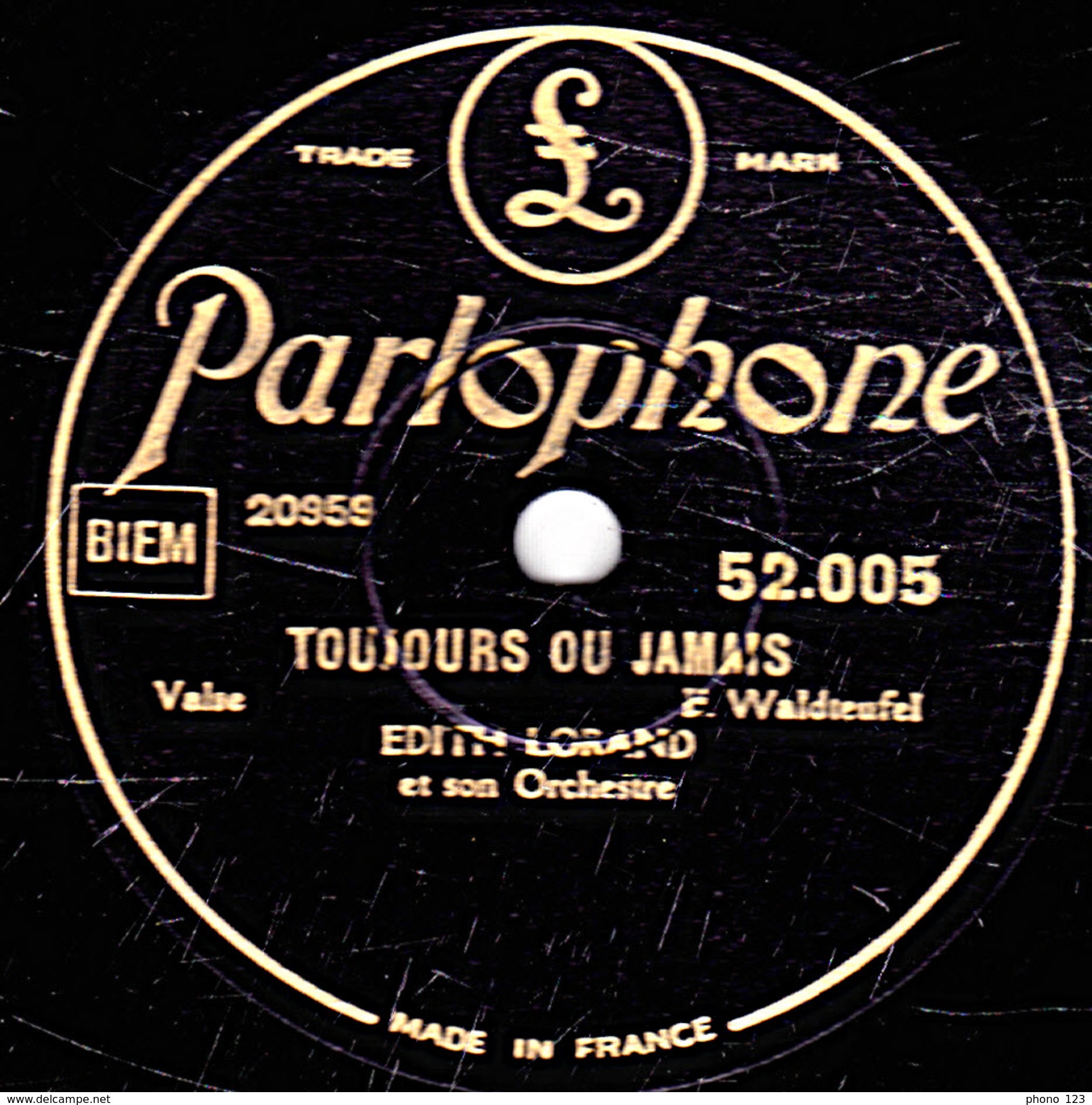 78 T - 30 Cm. - état TB -  EDITH LORAND - TOUJOURS OU JAMAIS - AMOUR TZIGANE - 78 T - Disques Pour Gramophone