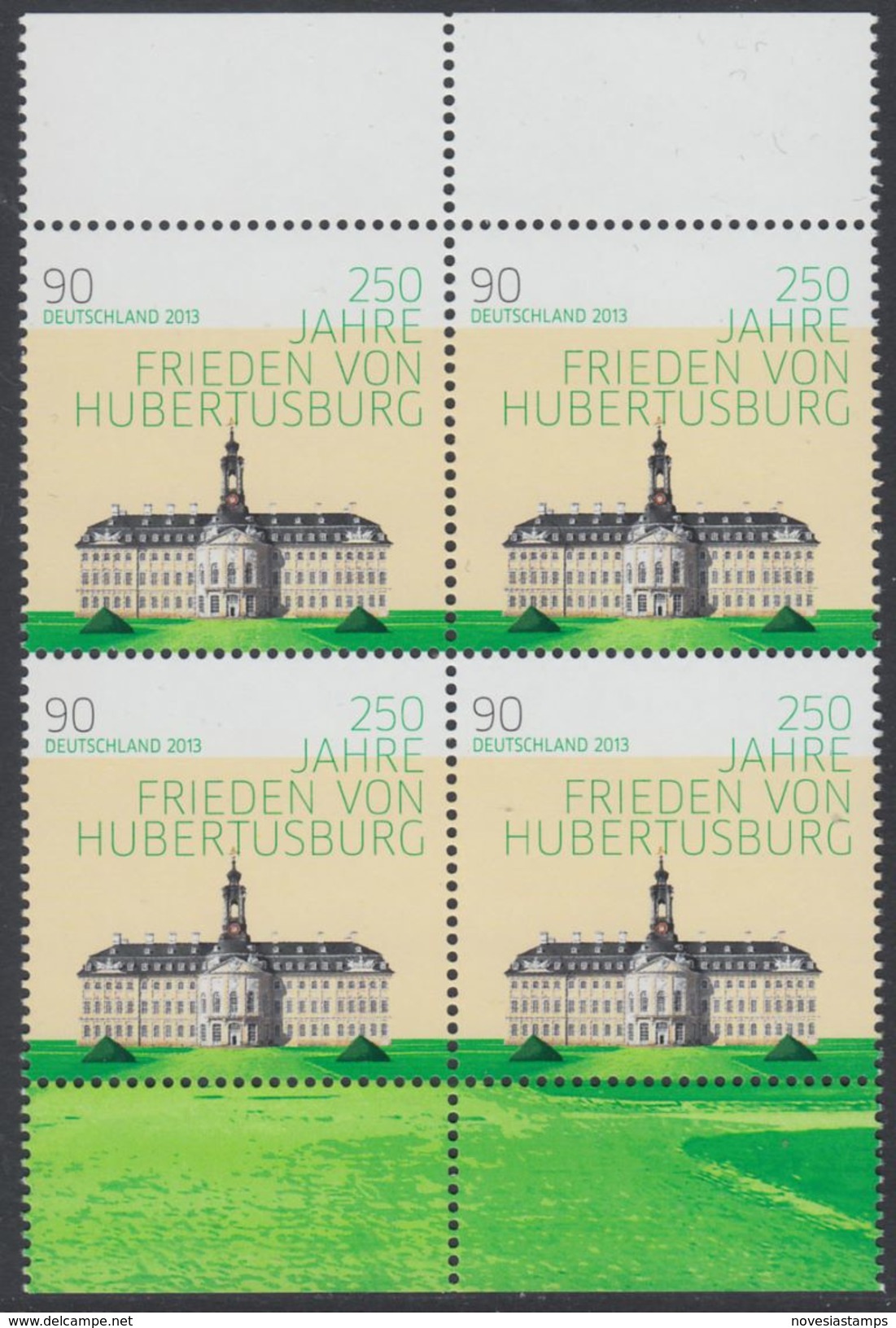 !a! GERMANY 2013 Mi. 2985 MNH BLOCK W/ Top & Bottom Margins -Peace Contract Of Hubertusburg - Neufs