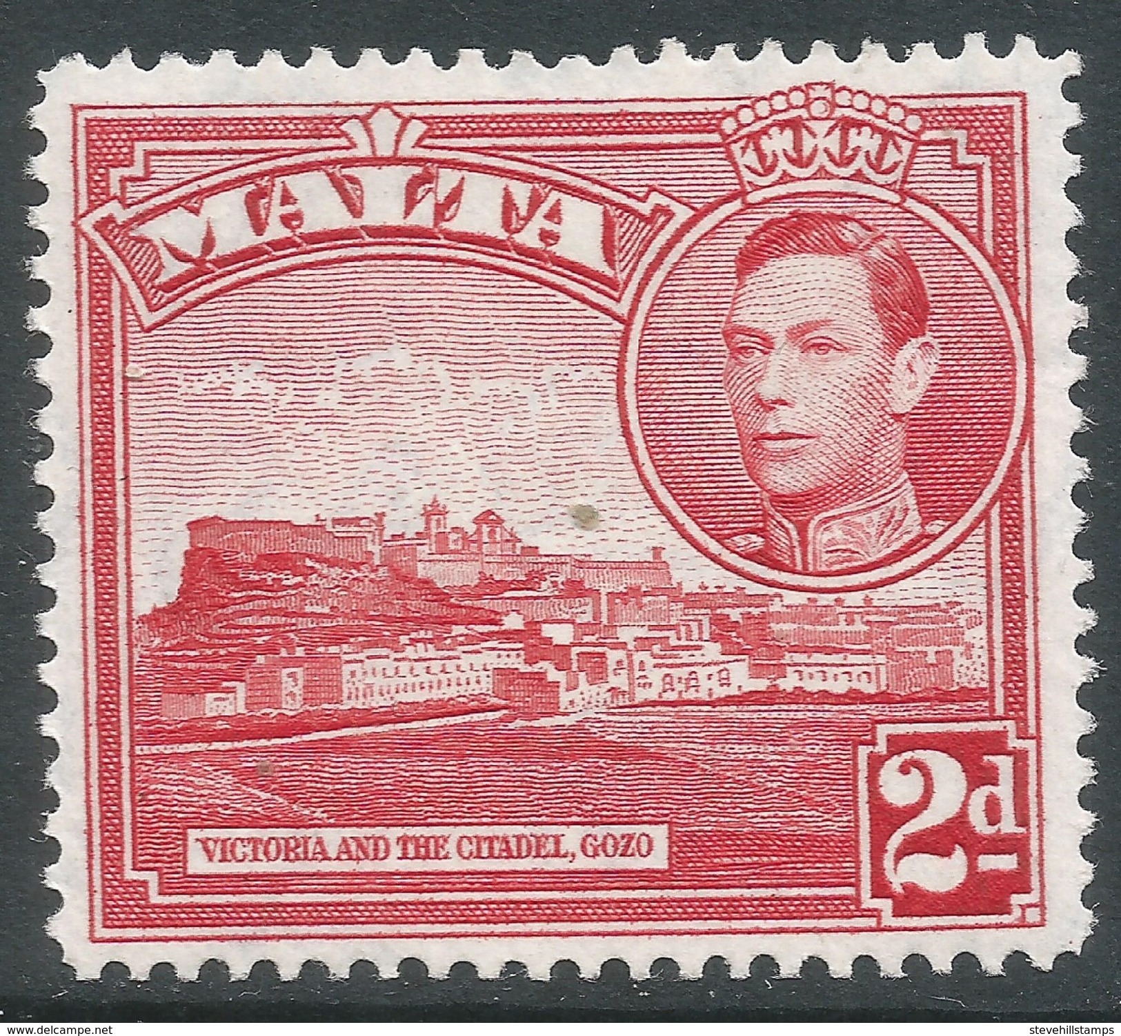 Malta. 1938-43 KGVI. 2d Red MH SG 221b - Malta