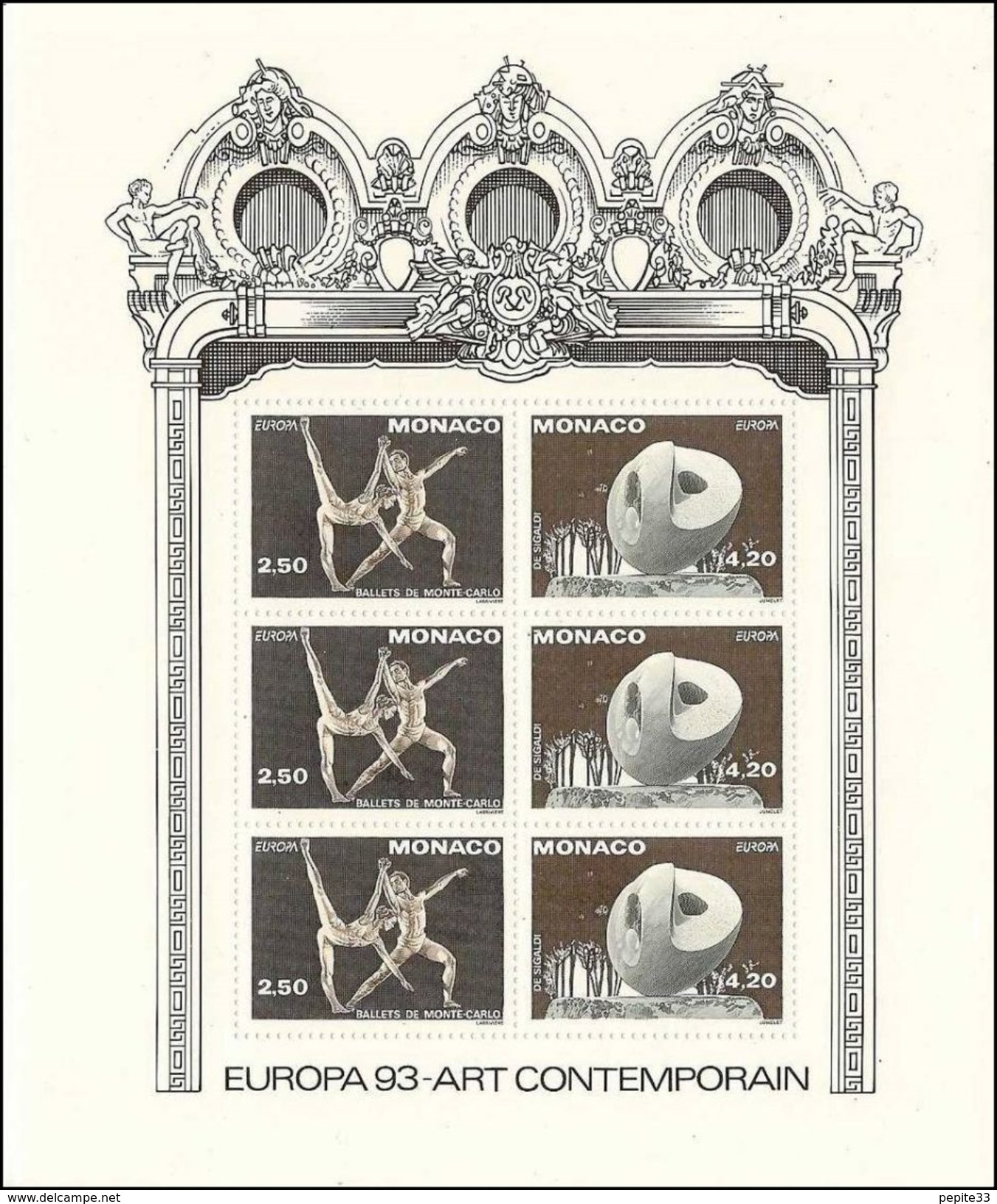 MONACO 1993  -  YT  BF N° 61  ** MNH - EUROPA 1993 : Art Contemporain : Ballets Et Sculpture - Blocks & Sheetlets