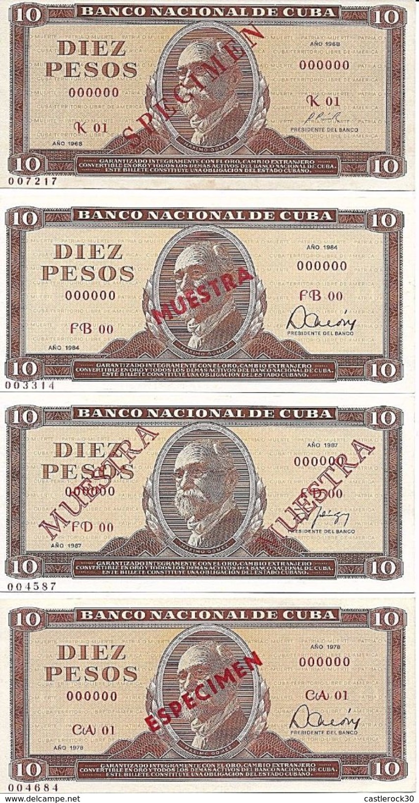 C) CUBA-CARIBE BANK NOTES SPECIMEN 10 PESOS 1968 TO 1987 - Cuba