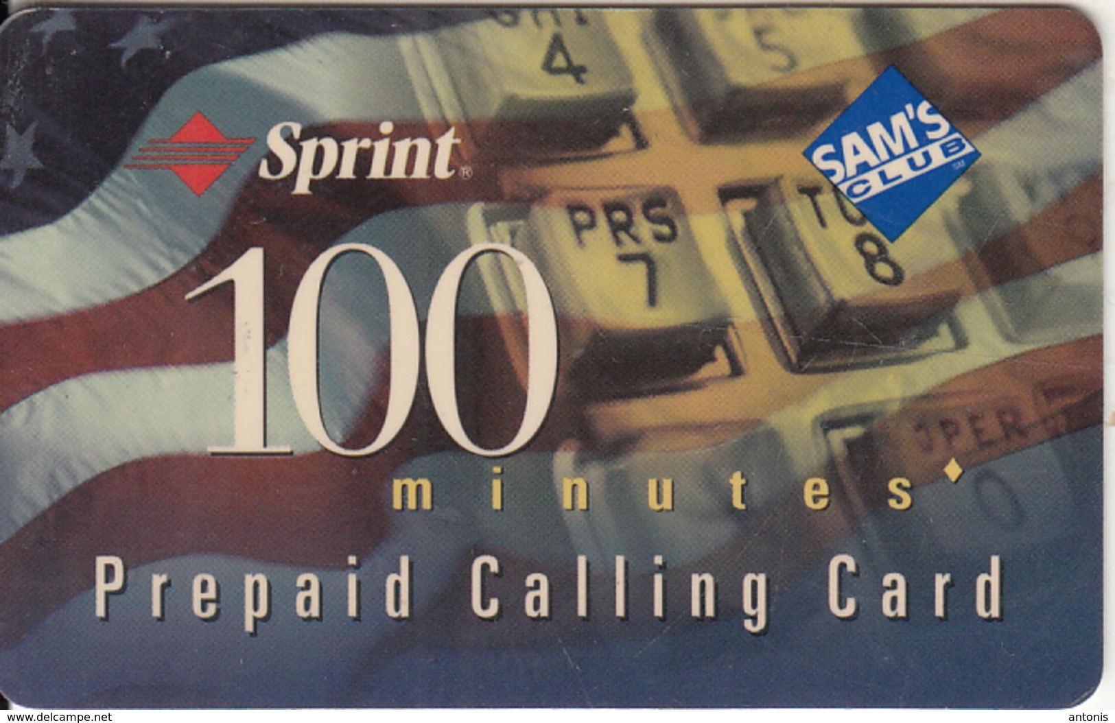 USA - Sam"s Club, Sprint Magnetic Prepaid Card 100 Min, Used - Sprint