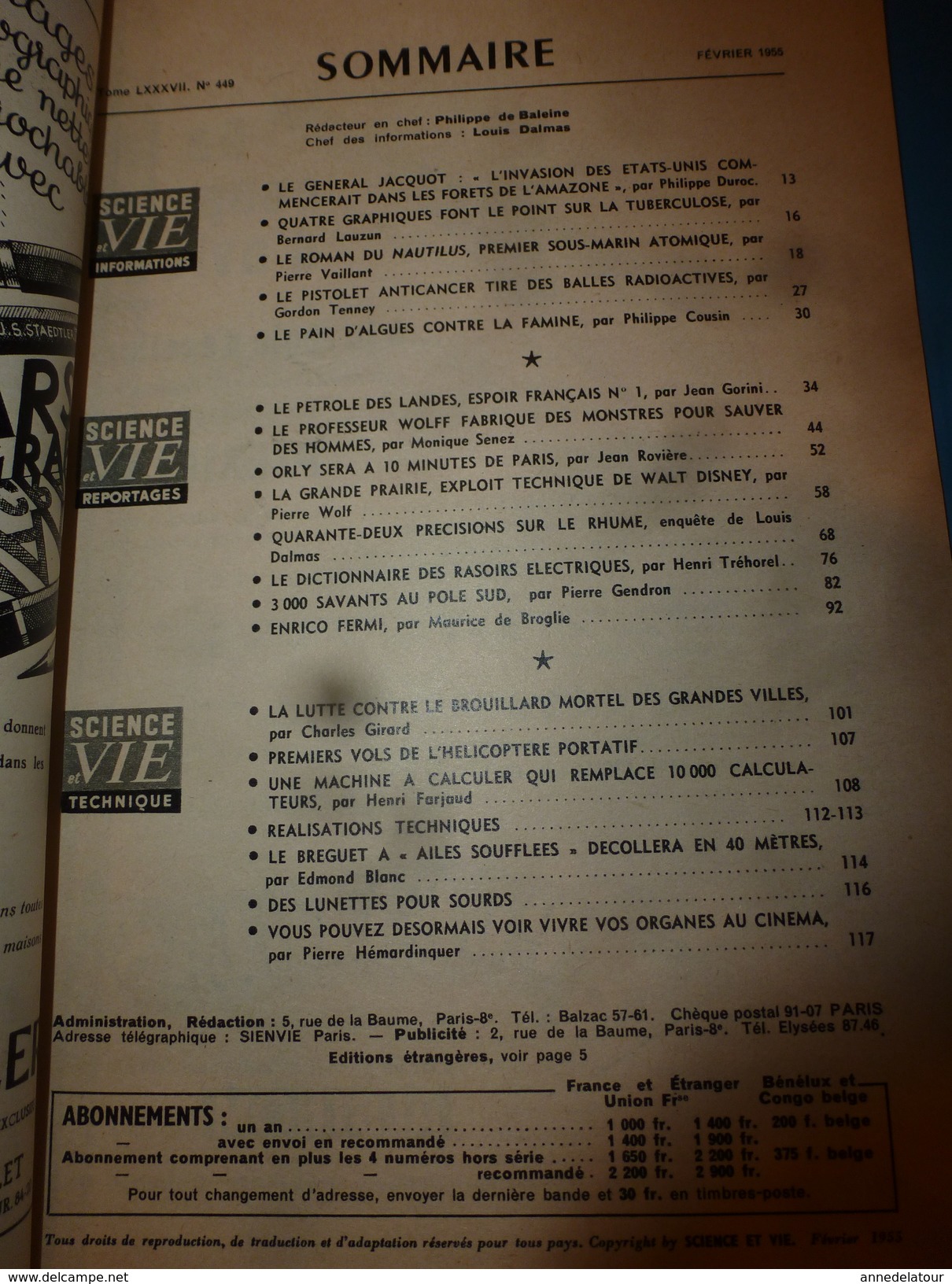 1955 SCIENCE Et VIE  --->PARENTIS La Grande Aventure Du Pétrole Français; Des Lunettes Pour Sourds; Au Pole-Sud;etc - Scienze
