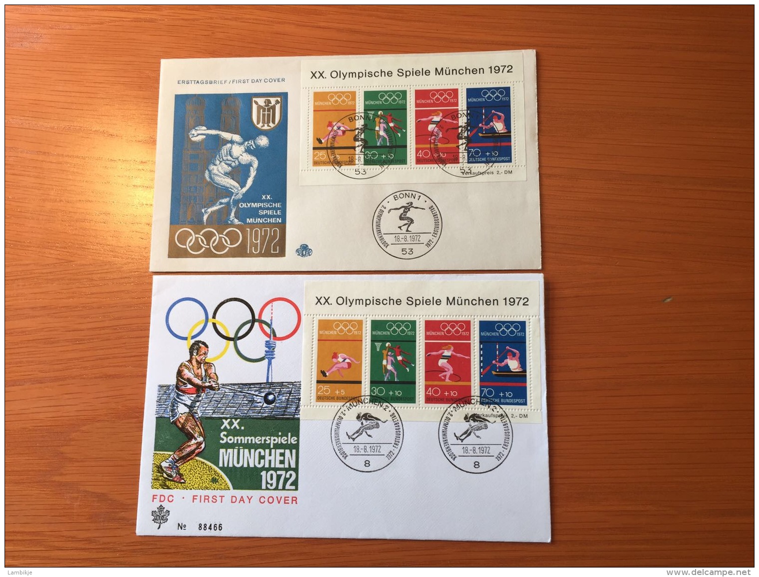 Sammlung/Collection 2 FDC's Olympische Spiele Munchen - Verzamelingen (zonder Album)
