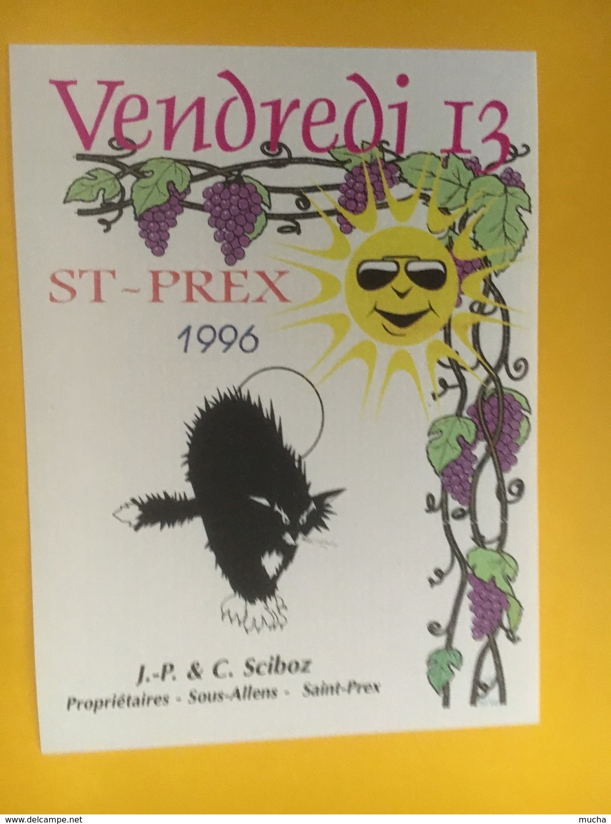 4592 -  Vendredi 13 1996 St-Prex JP & C Sciboz Suisse Chat Noir - Sonstige & Ohne Zuordnung