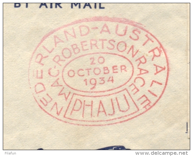 Nederland - 1934 - MacRobertson Air Race, Cover Van Amsterdam Naar Sydney / Australia - Brieven En Documenten