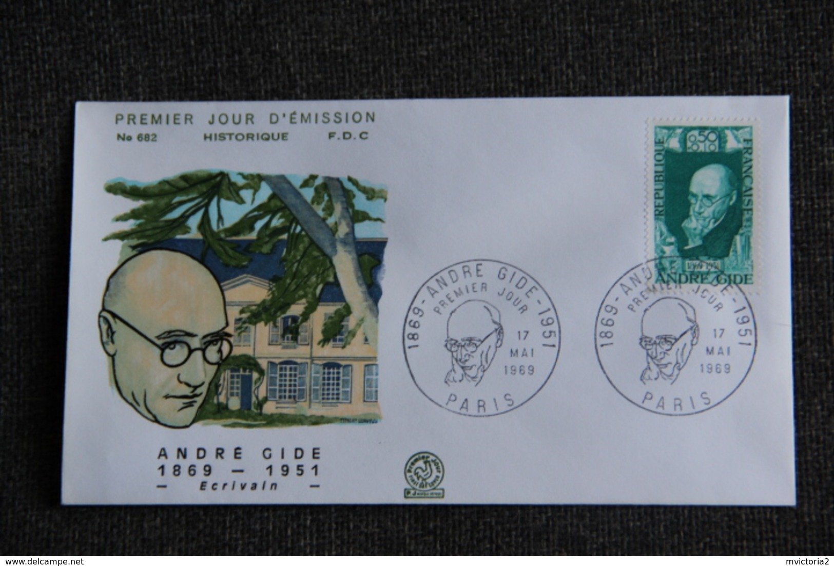 FDC - Enveloppe 1er Jour  : N° 682,  André GIDE, Ecrivain - 1960-1969