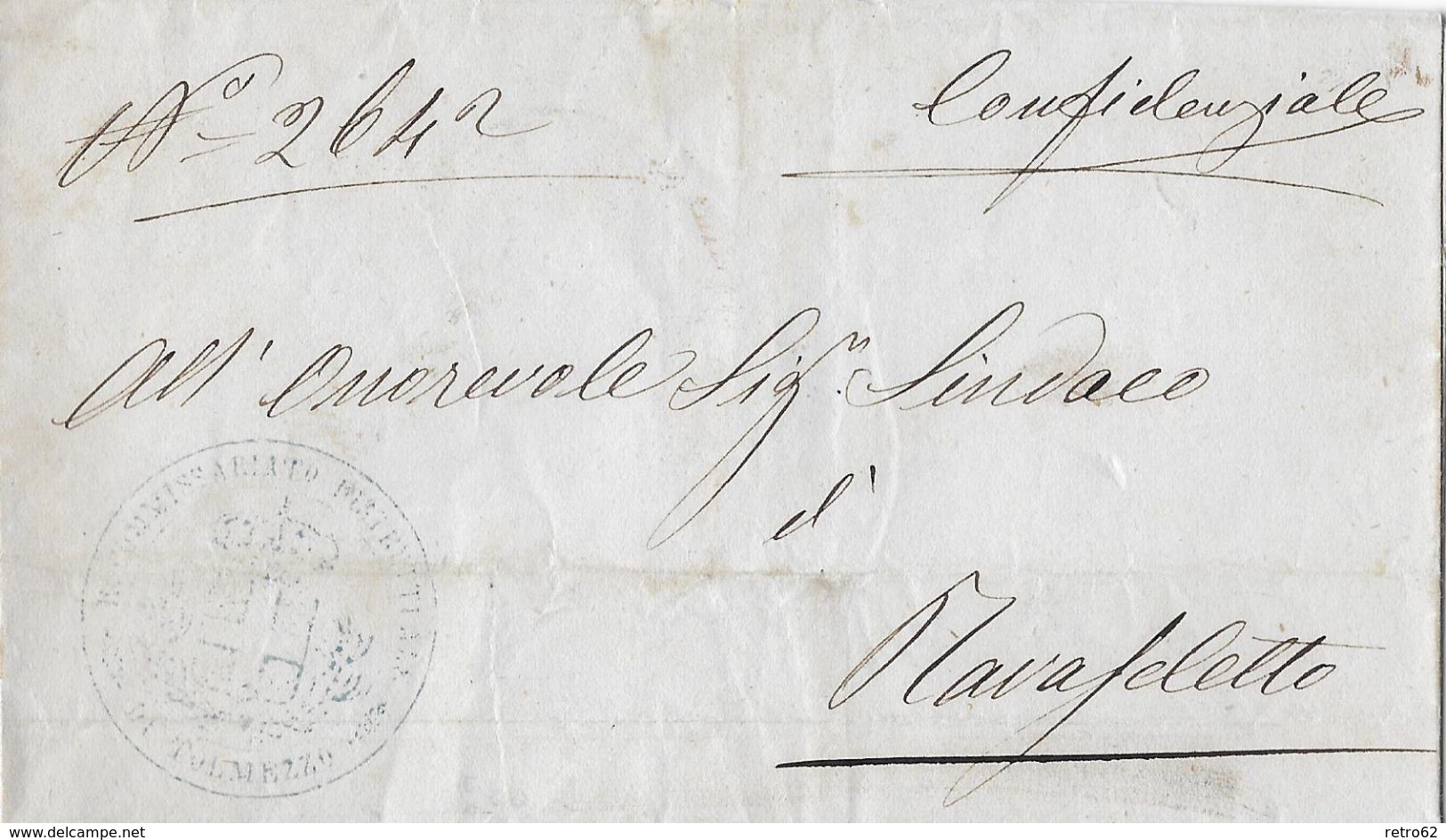 1870 Brief/Lettre Tolmezzo &rarr; Stempel/Oblitération : Officiel R.COMMISSARIATO DISTRETTI TOLMEZZO 29 GIU 1870 - Other & Unclassified