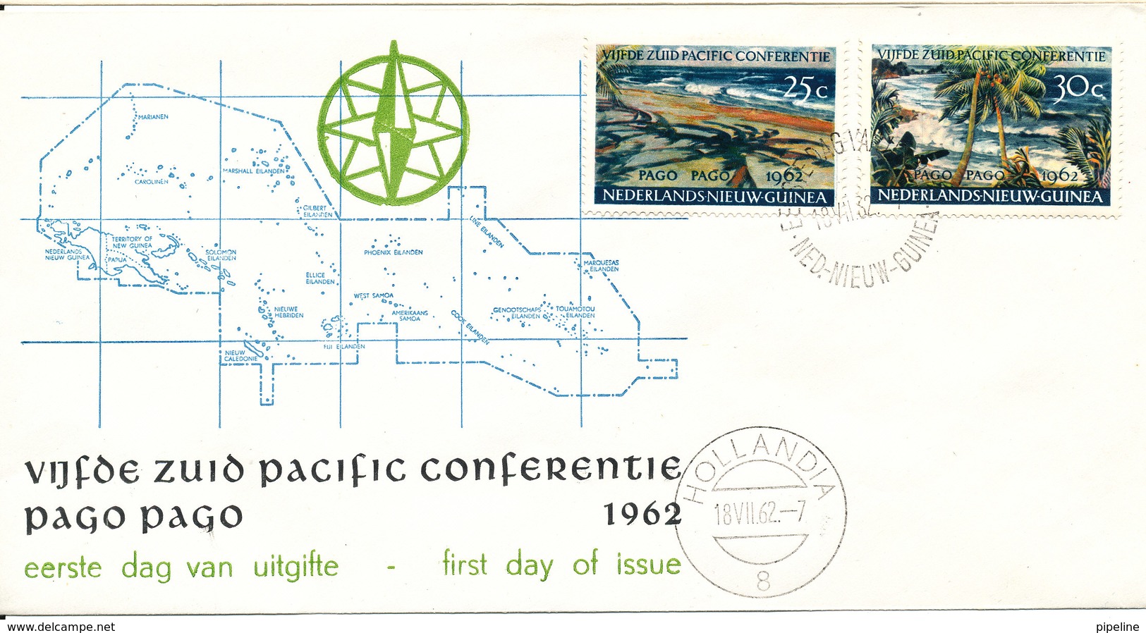 Netherlands New Guinea FDC 18-7-1962 Set Of 2 South Pacific Conference With Cachet - Nueva Guinea Holandesa
