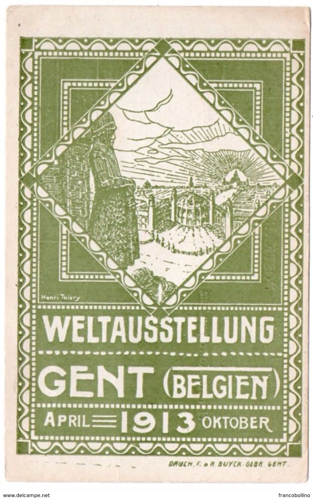 BELGIEN/BELGIQUE - WELTAUSSTELLUNG 1913 GENT / ARTIST SIGNED HENRY THIERY - Gent