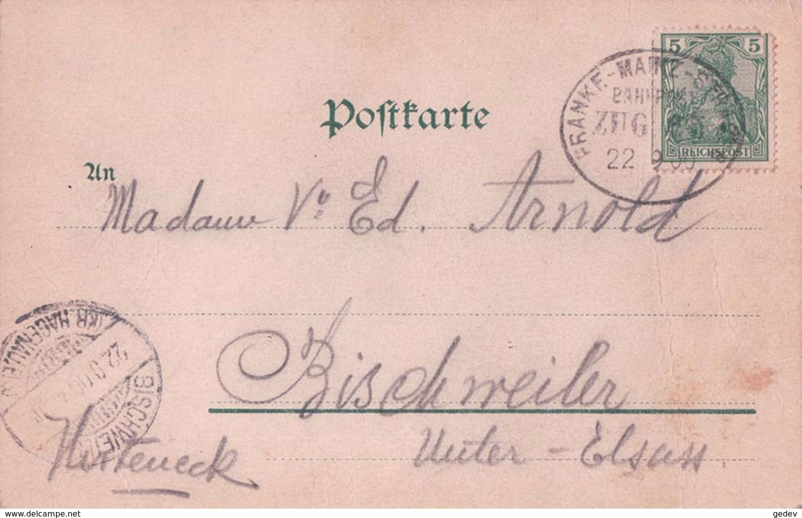 Allemagne, Rastatt V. D.Friedrichsfeste, Cachet Ovale Bahnpost 22.9.00 (22900) - Rastatt