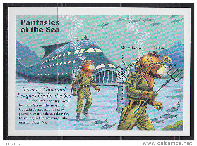 SIERRA LEONE (1996) Submarine*. Men In Diving Helmets And Suits*.  Imperforate S/S.  Fantasies Of The Sea Series - "Twen - Fairy Tales, Popular Stories & Legends