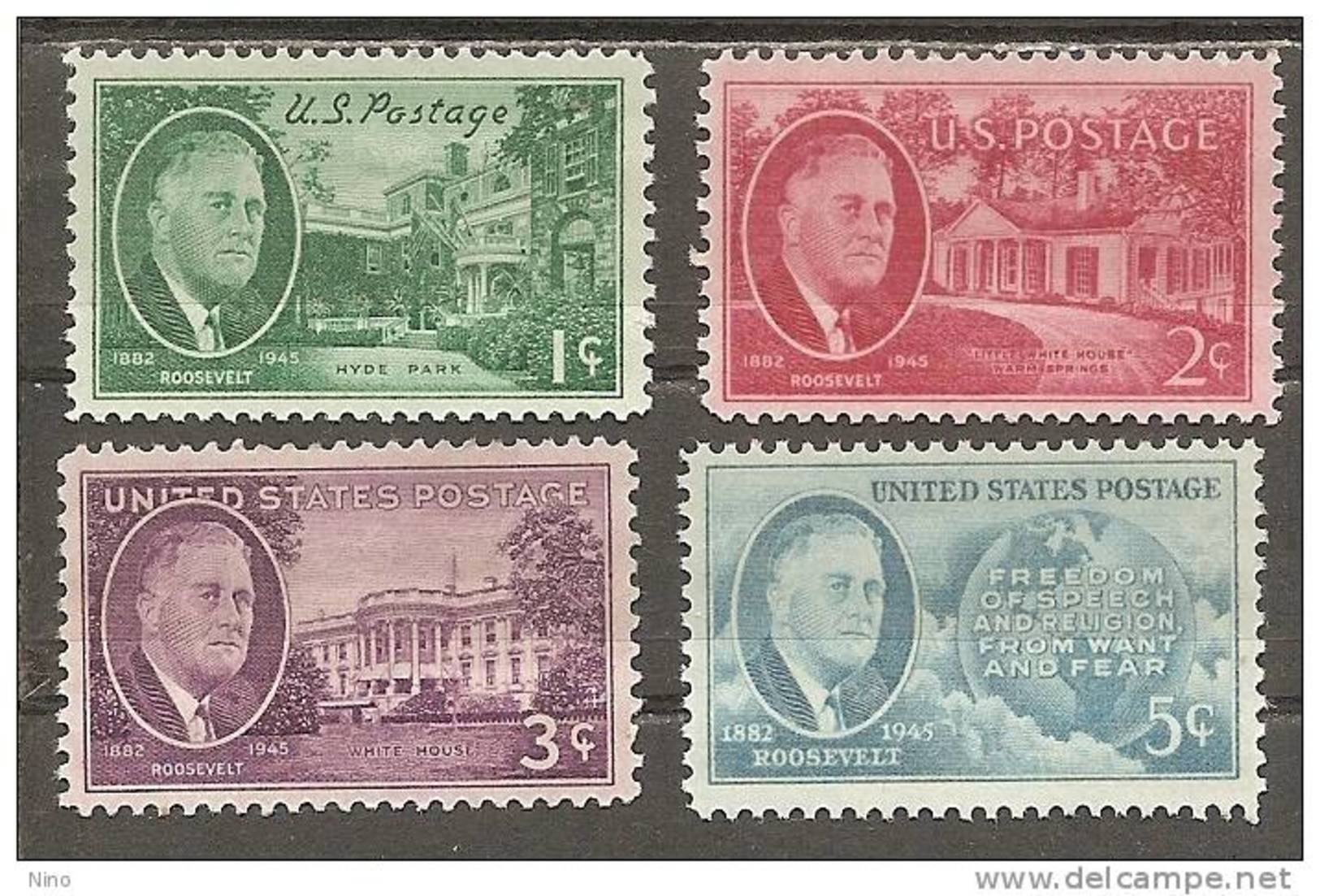 USA. Scott # 930-33 MNH. Roosvelt 1945-46 - Neufs