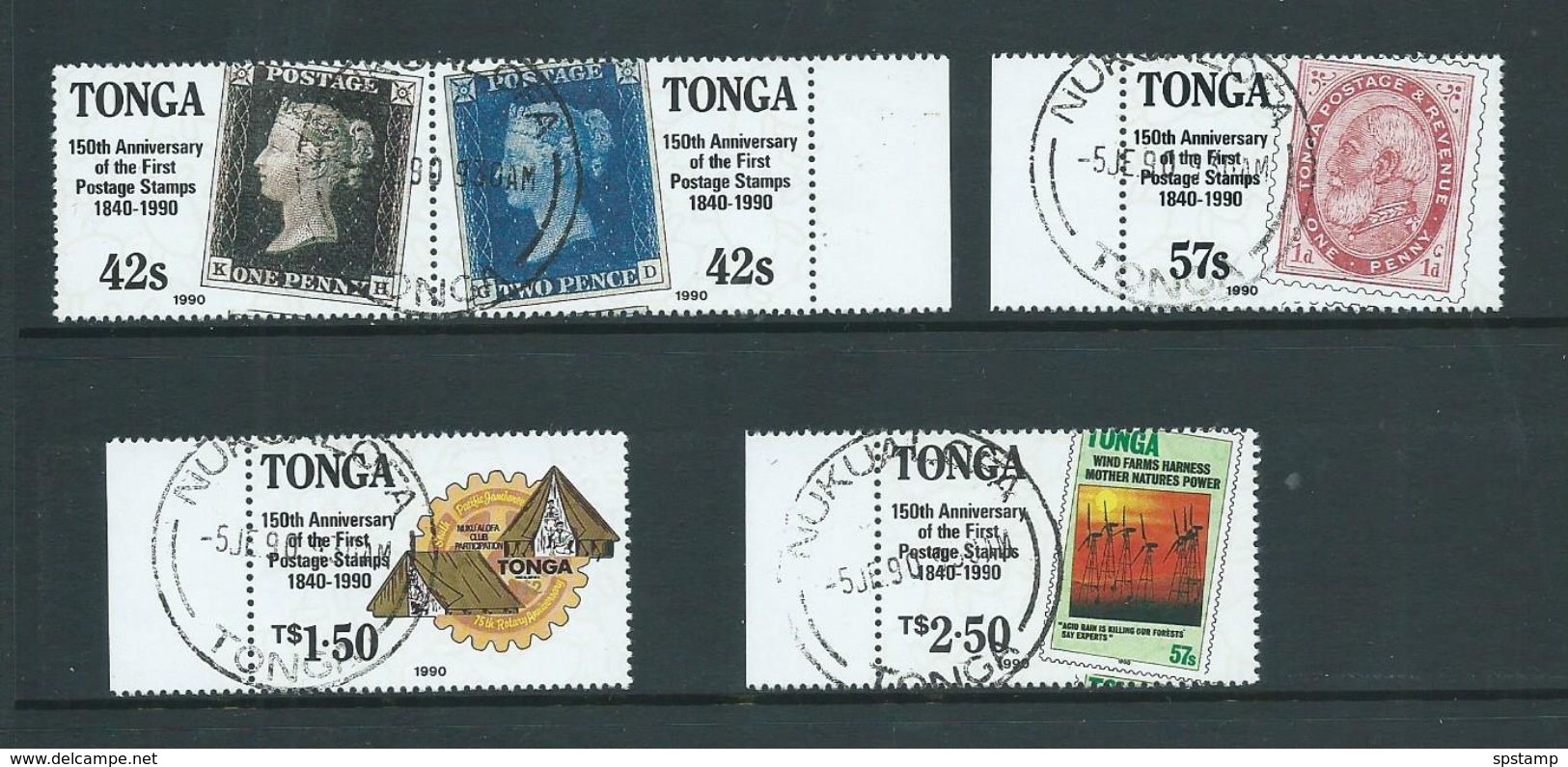 Tonga 1990 Penny Black Stamp Anniversary Set Of 5 VFU - Tonga (1970-...)