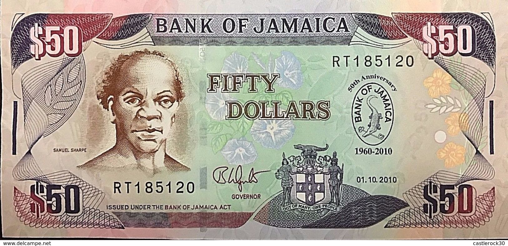 C)JAMAICA 50 DOLLARS 2010 - 1 PC UNC NEW BANK OF JAMAICA COMMEMORATIVE - Jamaique