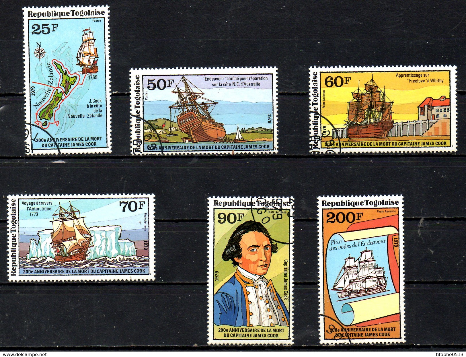 TOGO. N°944-5 + PA 373-6 De 1979 Oblitérés. Capitaine Cook. - Polarforscher & Promis