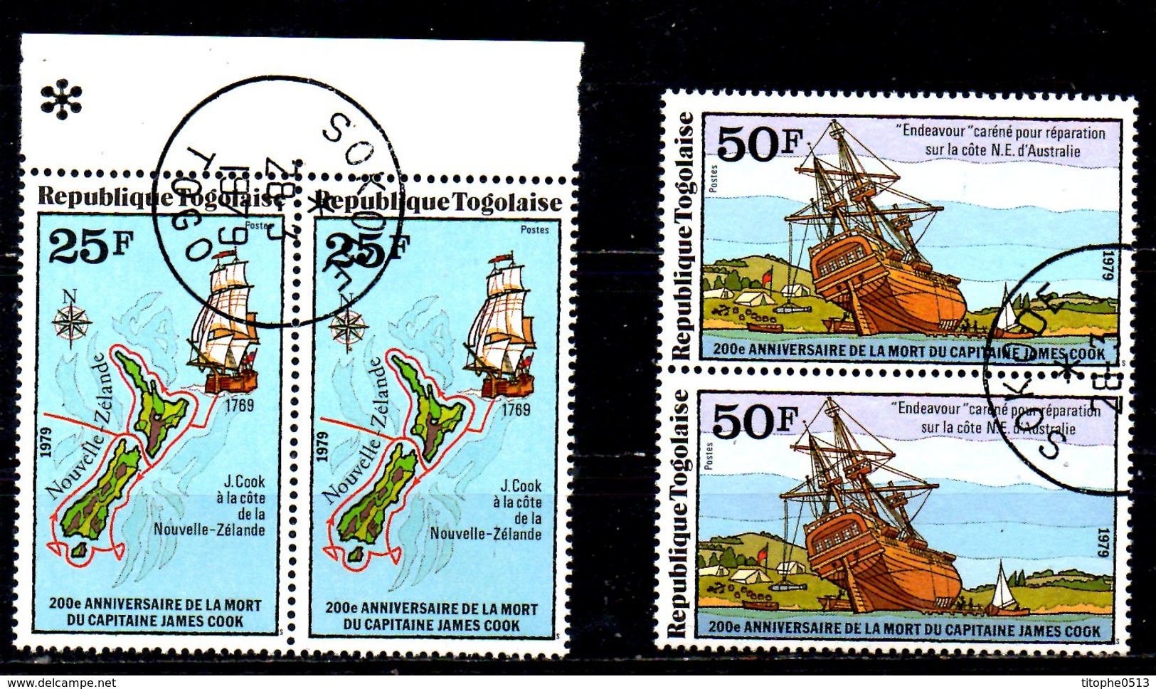 TOGO. N°944-5 De 1979 Oblitérés. Capitaine Cook. - Explorateurs & Célébrités Polaires