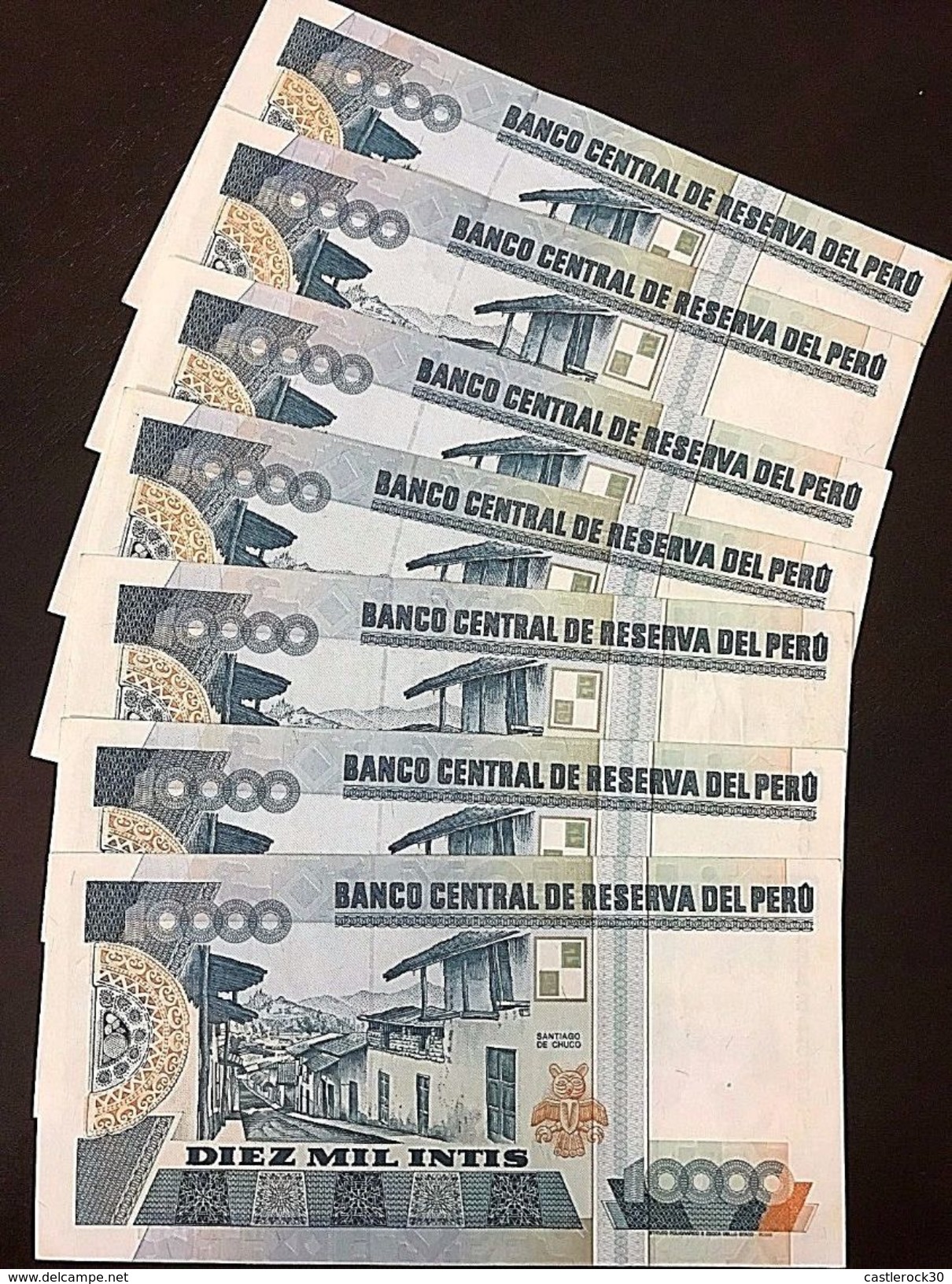 C) PERU BANK NOTE 10,000 INTIS 7PCS (1988) CESAR BALLEJO- UNC - Pérou