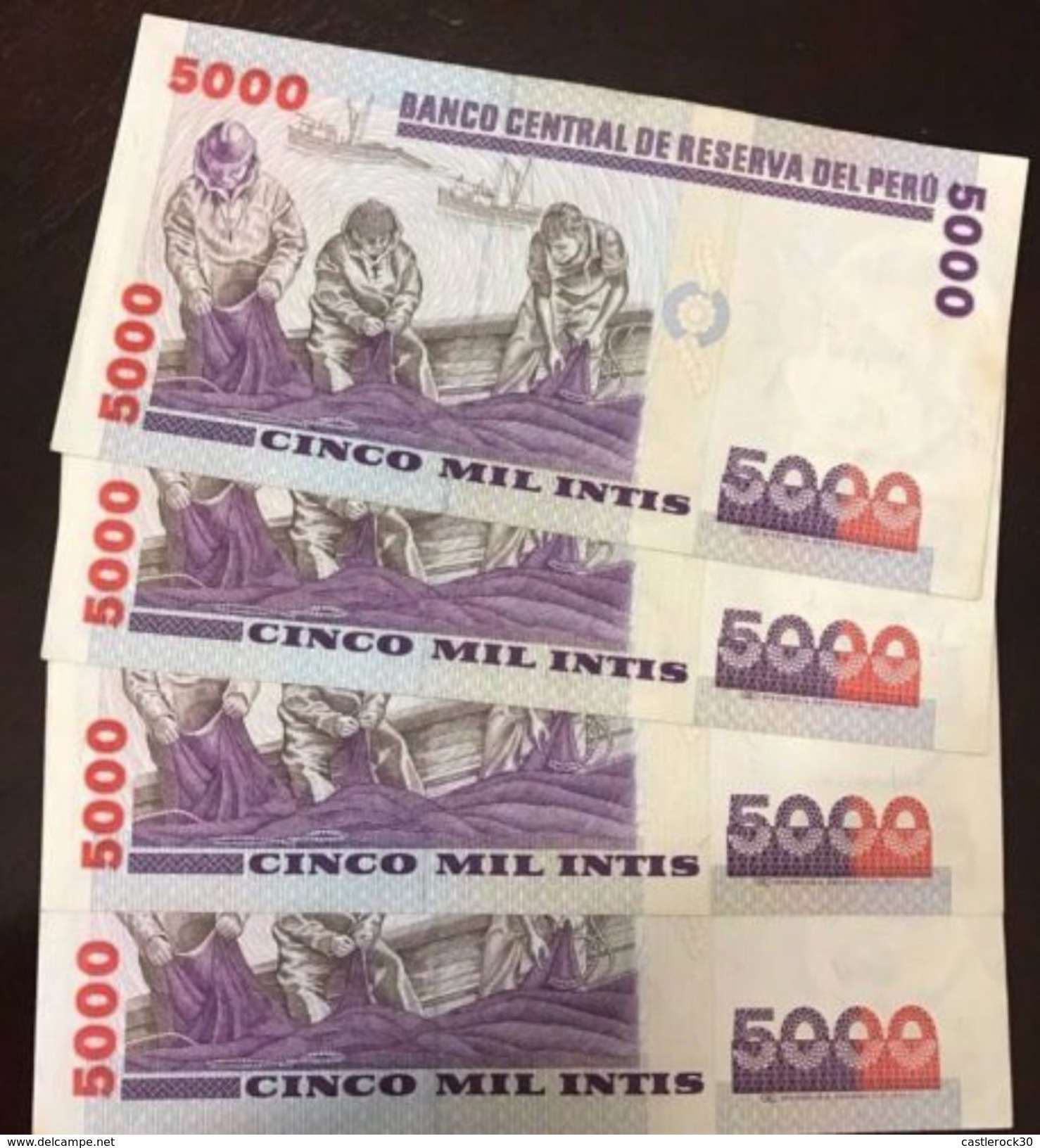 C) PERUVIAN BANK NOTE 5,000 INTIS 4PCS (1988) UNC- MIGUEL GRAU - Pérou