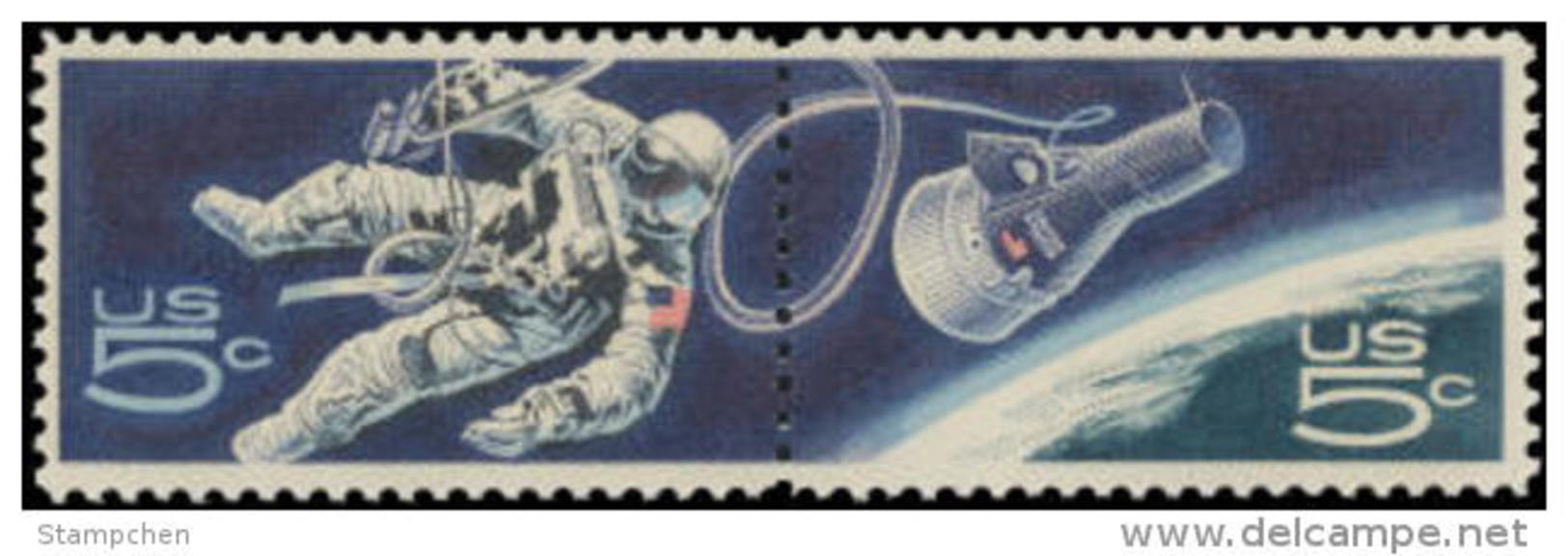 1967 USA Space Achievement Stamps Sc#1331-2 #1332b Earth Astronaut - Sonstige & Ohne Zuordnung