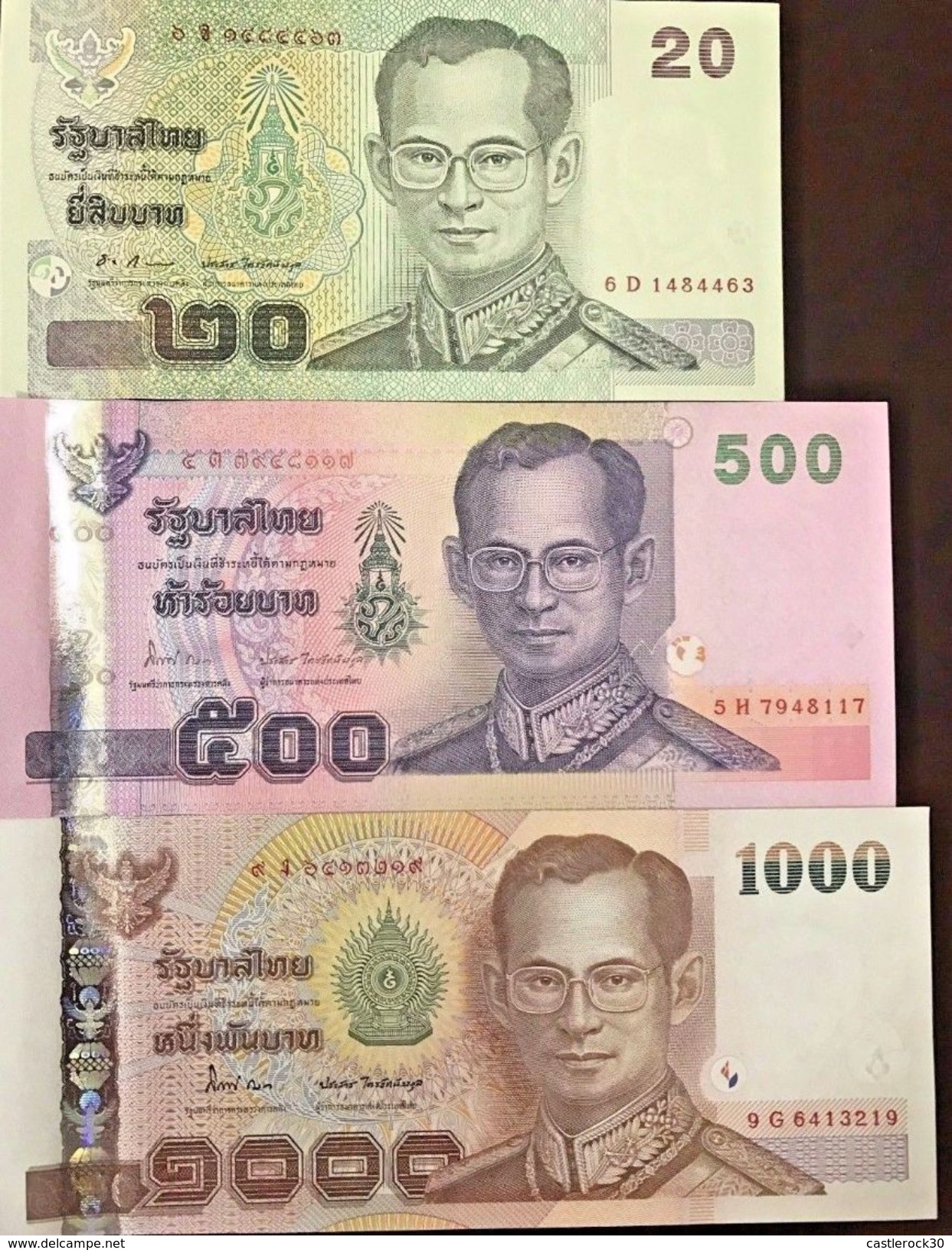 C) THAILAND BANK NOTES 20+500+1000 BATH ND 2001-2005 UNCIRCULATED - Tailandia