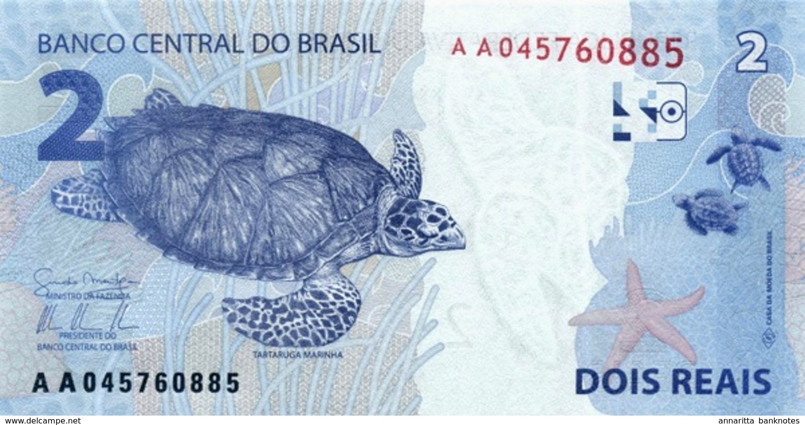 BRASILIEN 2 REAIS 2010 (2013) P-252 I (BFR) PRÄFIX AA [BR874a] - Brésil