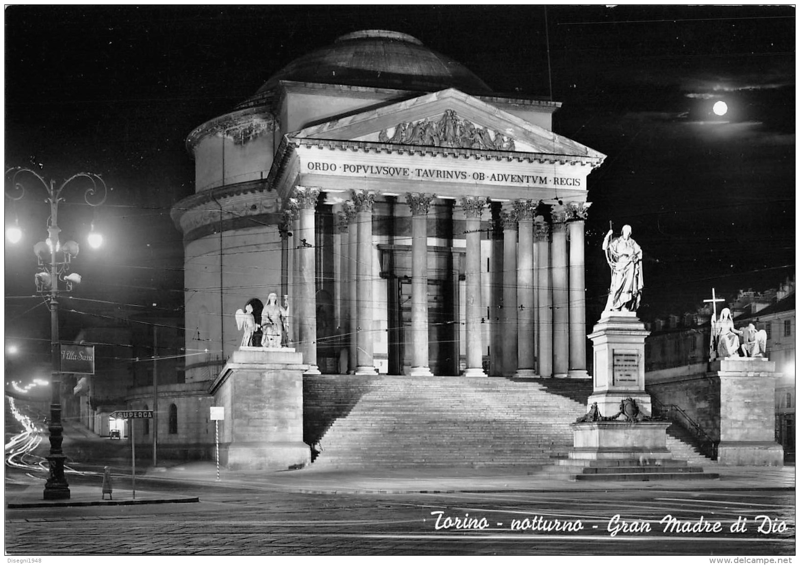 06935 "TORINO - NOTTURNO - GRAN MADRE DI DIO" CART. ILL. ORIG. NON SPED. - Churches