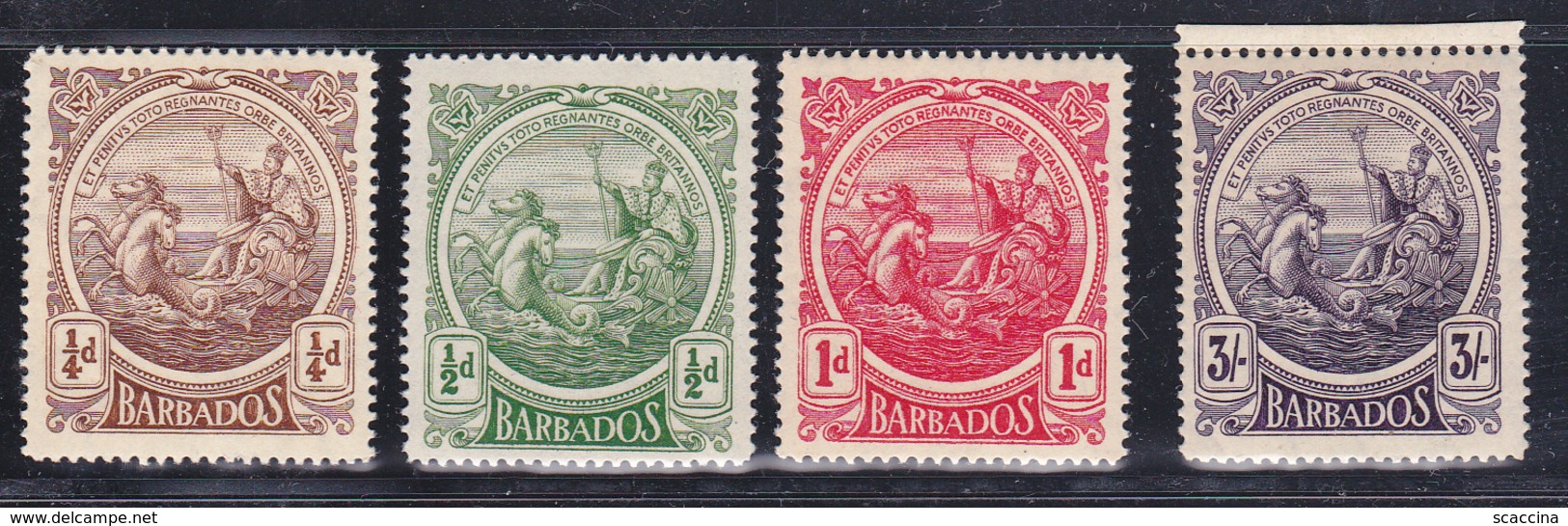 Barbados  Re Giorgio V  1916-18  Yv. 103-05,114  Gb. 181-83,191 MNH ** - Barbados (...-1966)