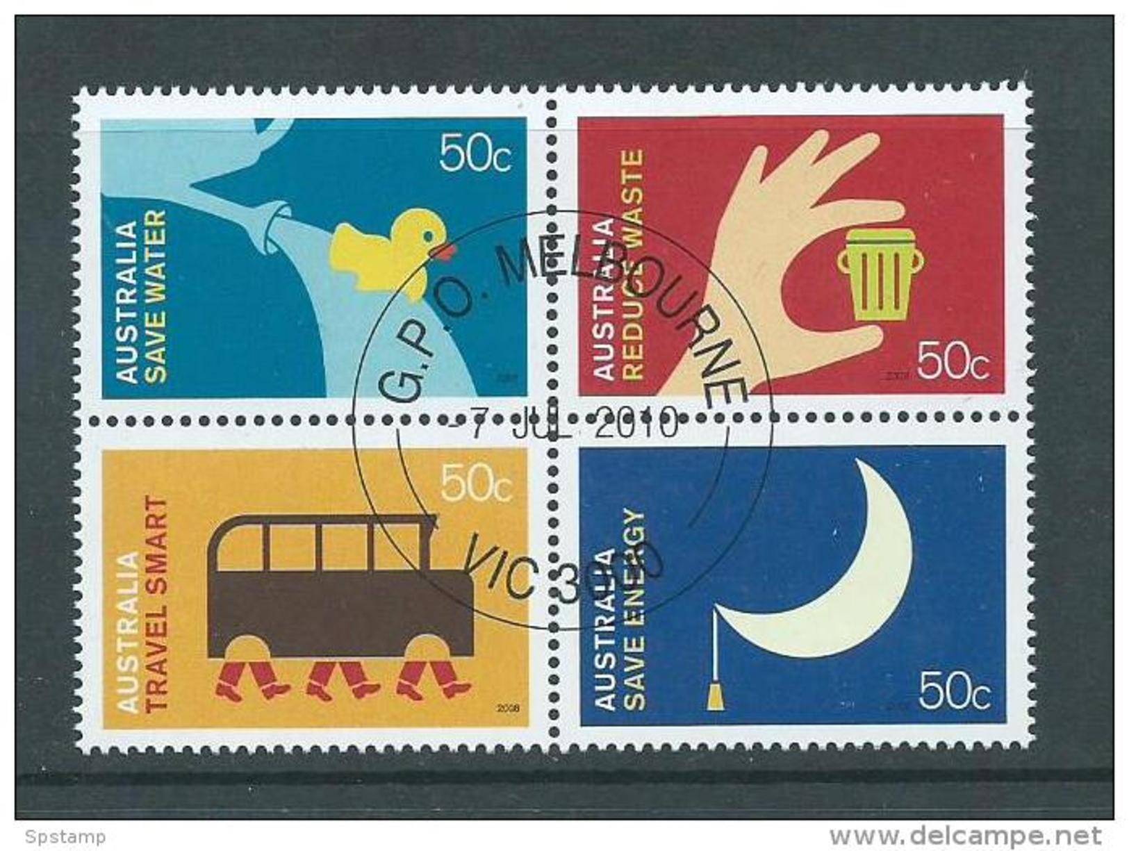 Australia 2008 Conservation Living Green Set 4 Block Format FU Melbourne CTO - Used Stamps