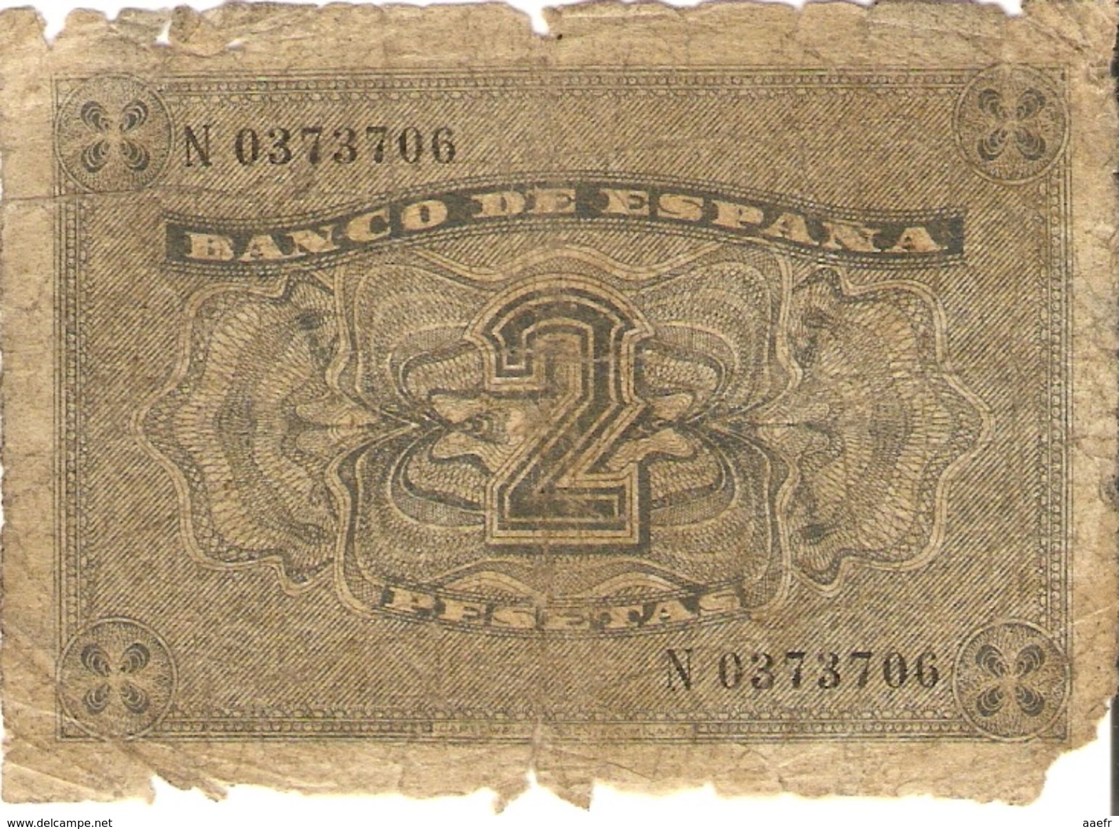 Espagne - 2 Pesetas - 10 De Abril 1938 - Série N - Espana, Burgos - 1-2 Pesetas