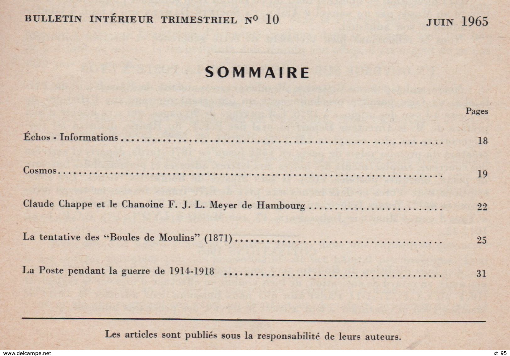 Bulletin De La Societe Des Amis Du Musee Postal - N°10 - Voir Sommaire - Autres & Non Classés