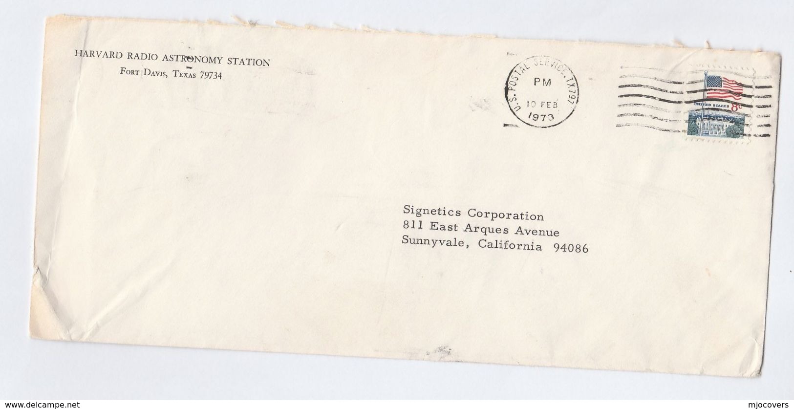 1973 Cover HARVARD RADIO ASTRONOMY STATION Fort Dallas To SIGNETECS Corp Sunnyvale  Usa Stamps  Space - Astronomy