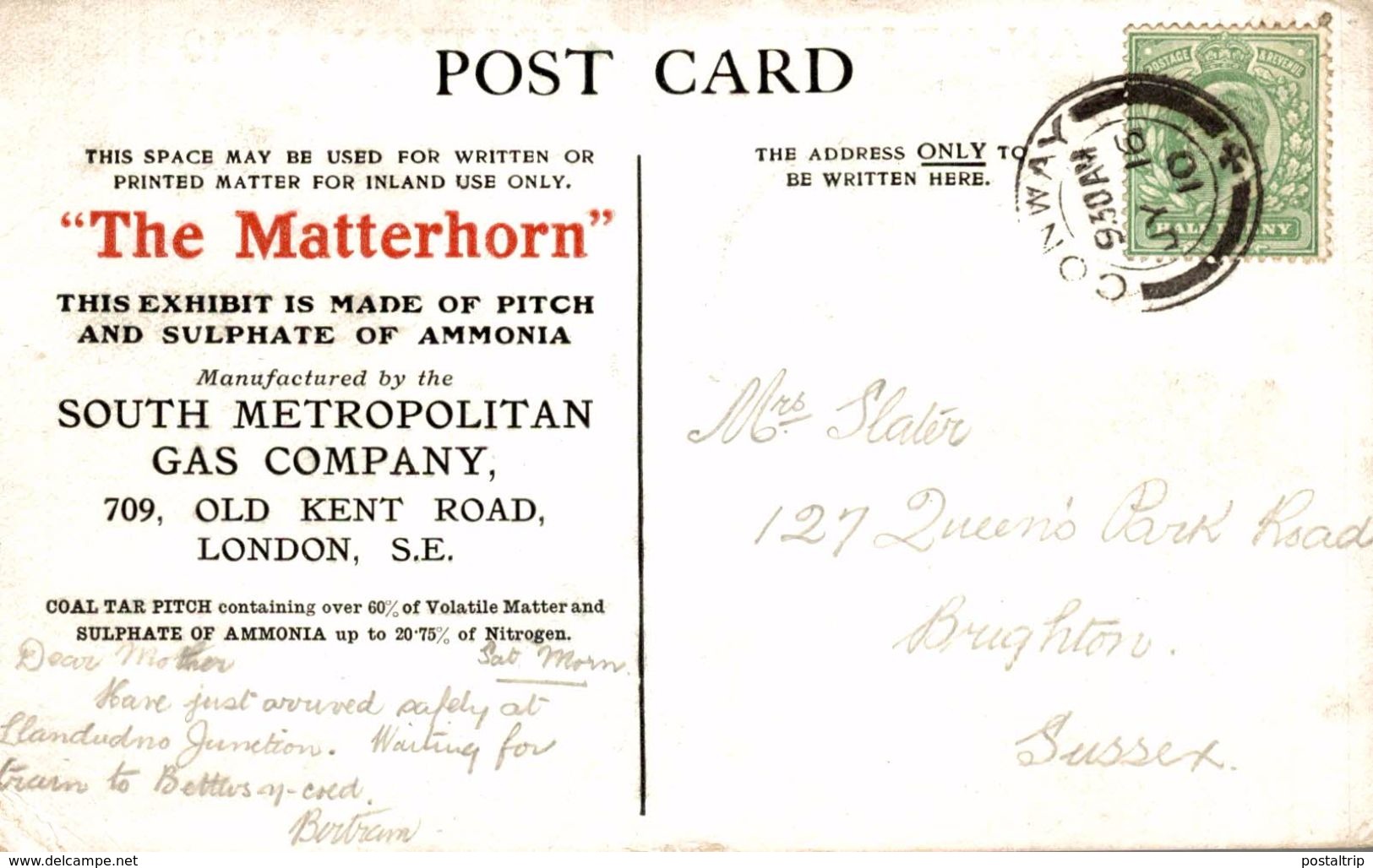 THE MATTERHORN SULPHATE OF AMMONIA LONDON   JAPAN BRITISH WXHIBITION 1910 - Advertising