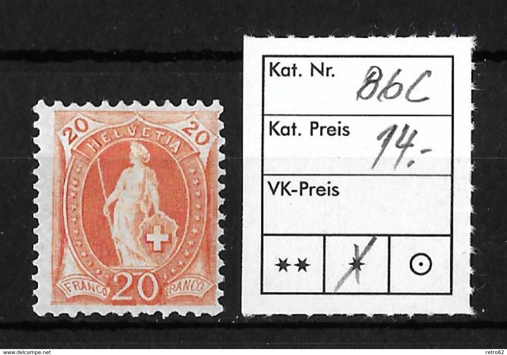 STEHENDE HELVETIA Gezähnt &rarr; SBK-86C* - Unused Stamps