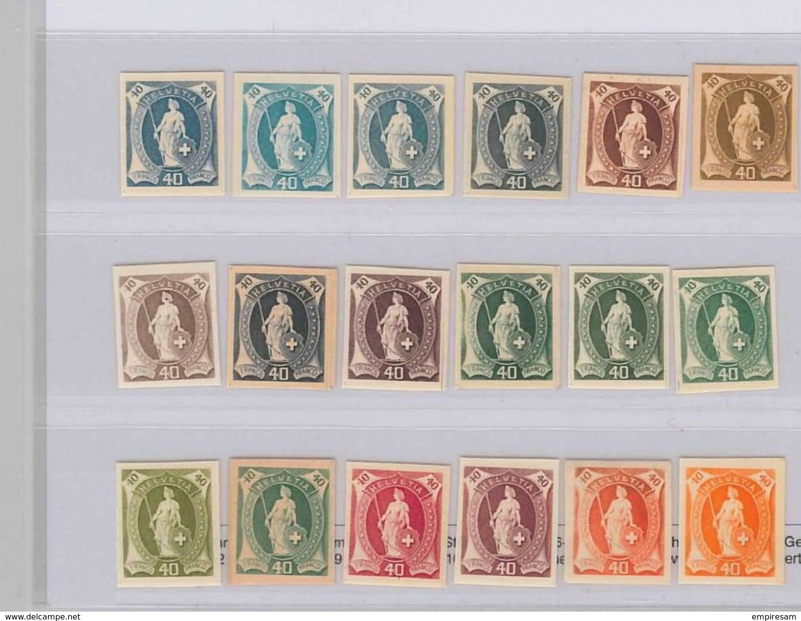 Switzerland - 1882 - Colour Trials - Unused Stamps