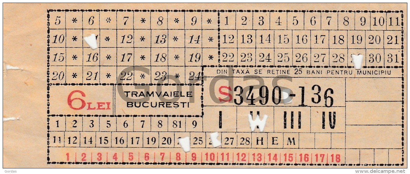 Romania - Bucuresti - Bilet De Tramvai - Strassenbahn - Tram Ticket - Roumanie