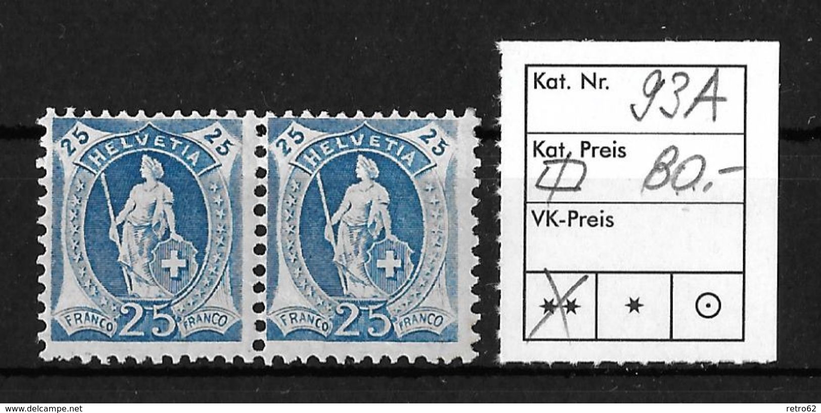 STEHENDE HELVETIA Gezähnt &rarr; SBK-93A** - Unused Stamps